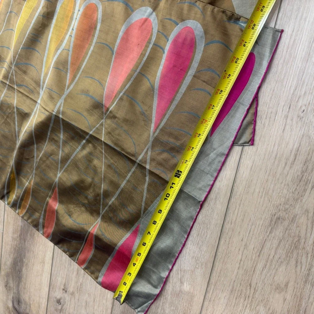Georgina Von Etzdorf Silk Scarf Bronze Pink Abstract Teardrop Made England READ